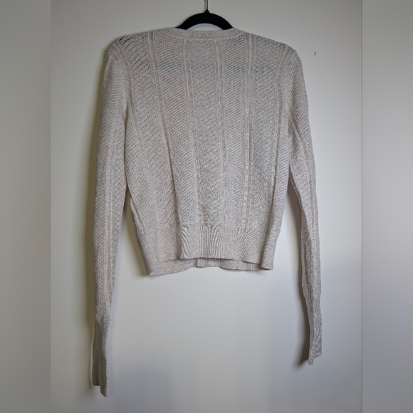 Madewell Signature Knit Pointelle Cardigan S Heather Gray Oat NX204 Coquette - Picture 7 of 12